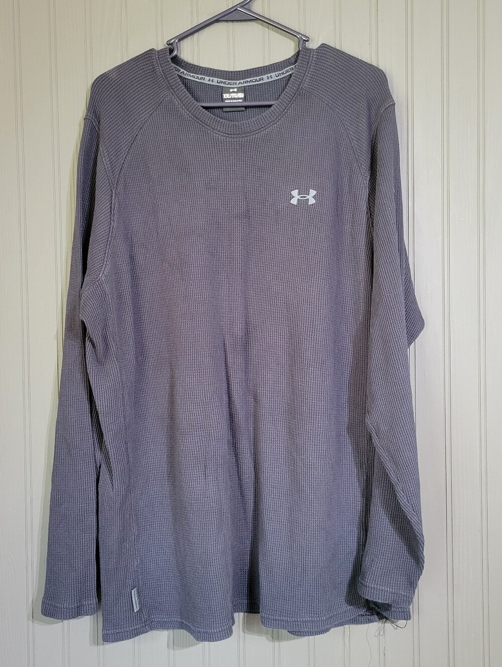 Under Armour Long Sleeve Waffle Knit Thermal Shirt Crewneck Black Men's 2XL